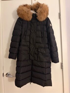 Moncler Long Down Parka with Real Raccoon Fur Hood